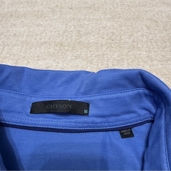 Greyson Golf Polo Shirt Blue Solid Short Sleeve Performance Men's Medium - Picture 2 of 6